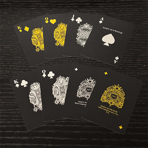 Daily Sunwatch custom playing cards featuring Sunny, Moony, Sandwich, and N/A